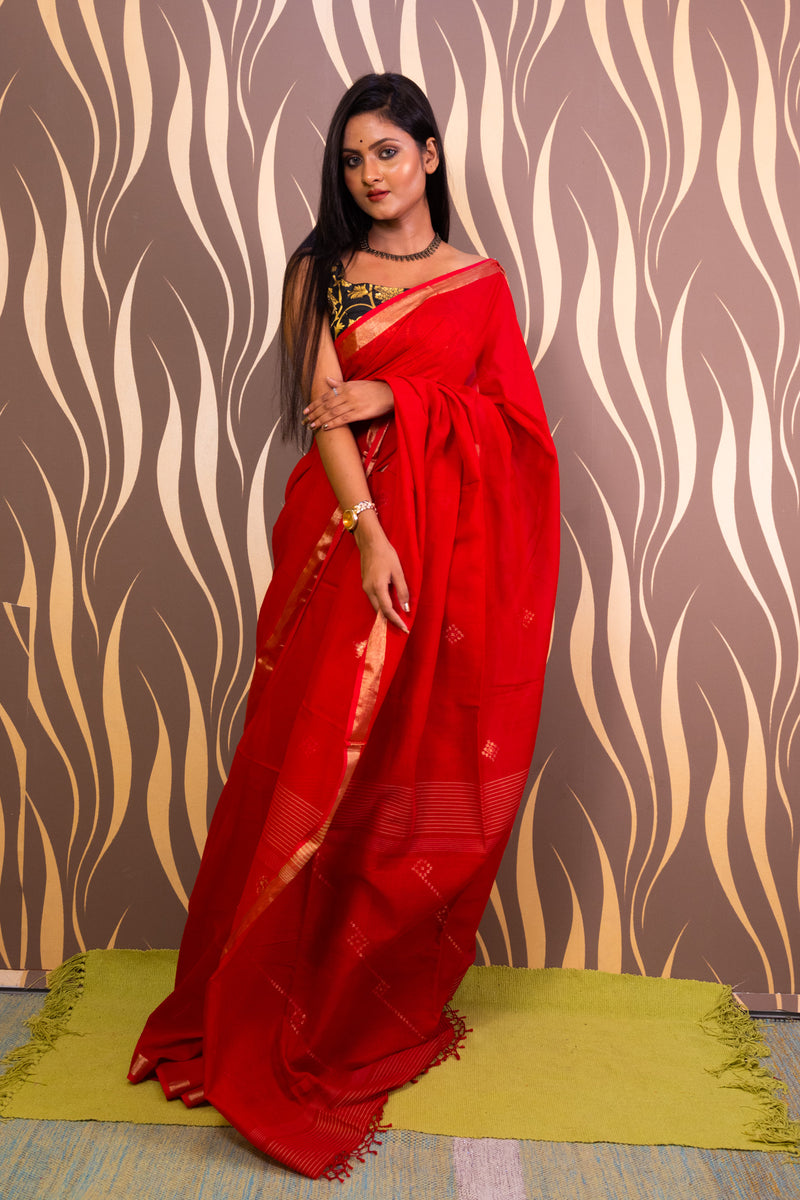 Red Golden Sitara Saree