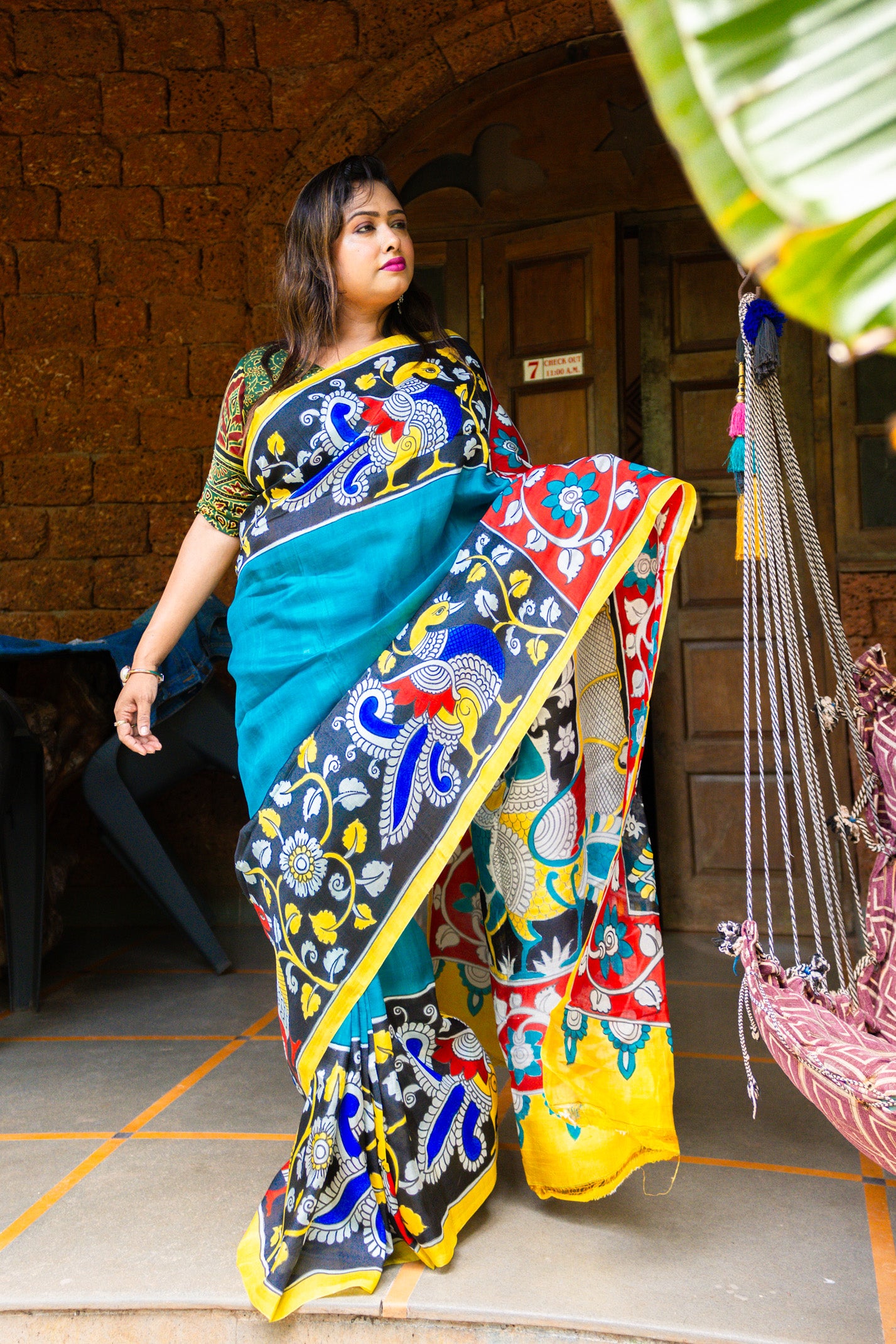 Hand Painted tasar Silk Saree