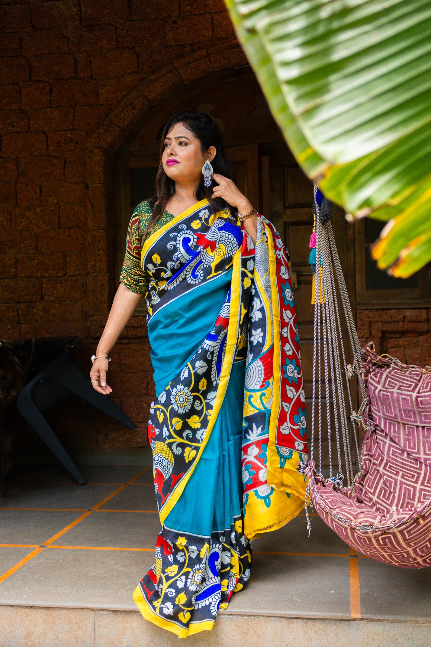 Hand Painted tasar Silk Saree