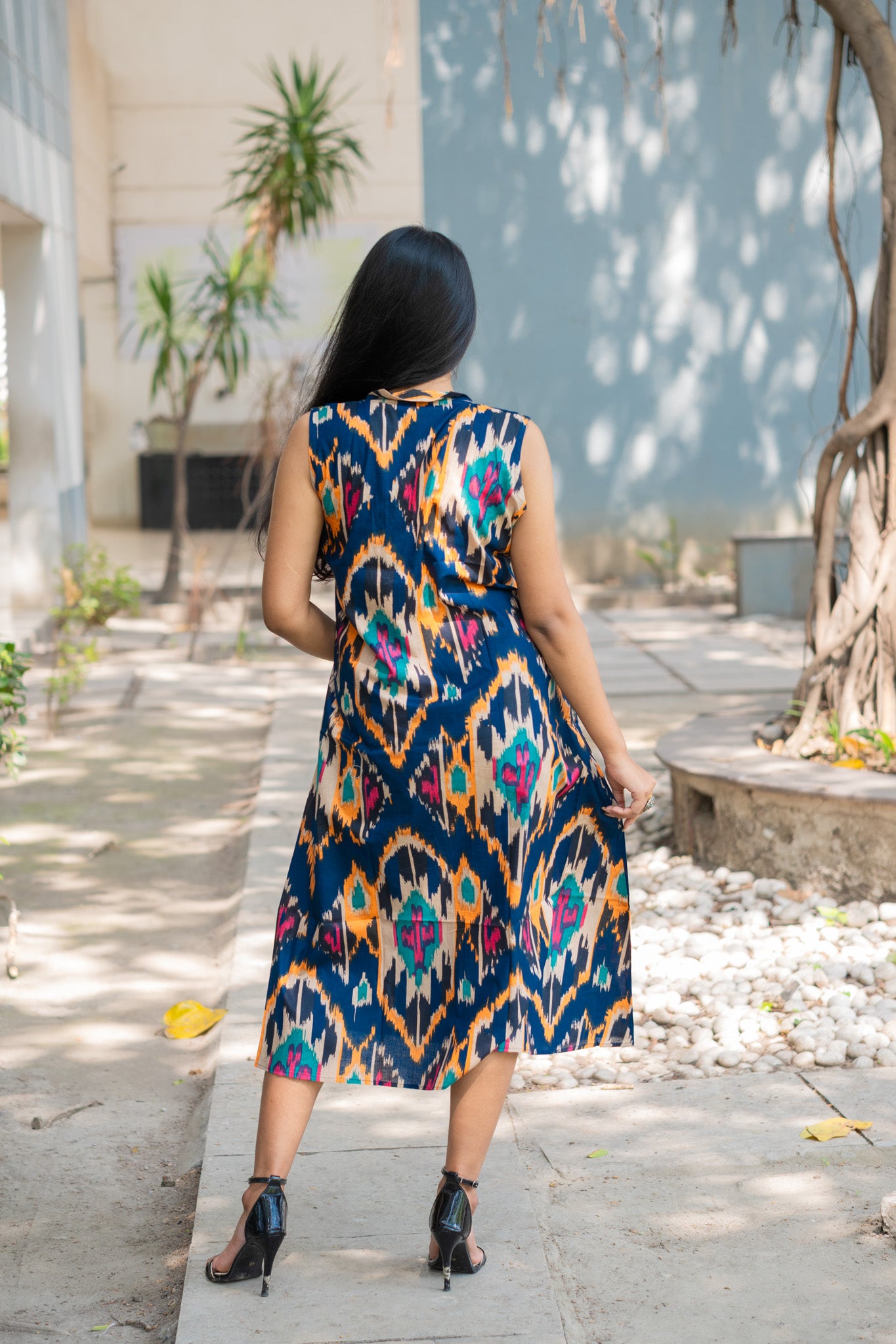 Ikkat Ink  Dress - Uttariya