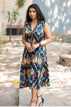Ikkat Ink  Dress - Uttariya