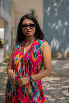 Ikkat rose Dress - Uttariya