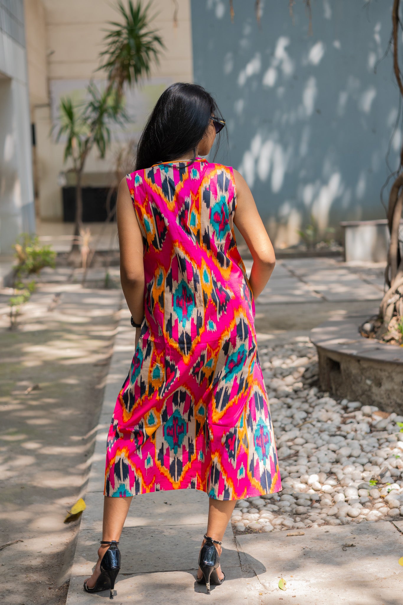 Ikkat rose Dress - Uttariya