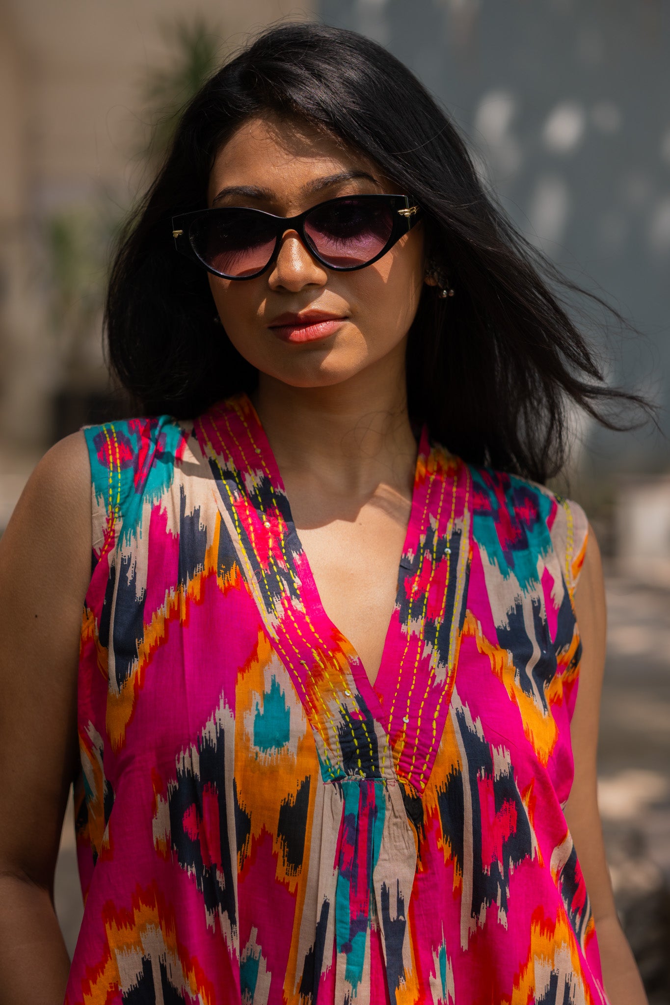 Ikkat rose Dress - Uttariya