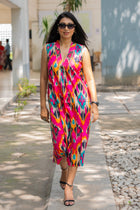 Ikkat rose Dress - Uttariya