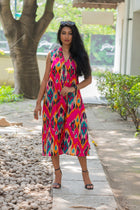 Ikkat rose Dress - Uttariya