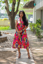 Ikkat rose Dress - Uttariya
