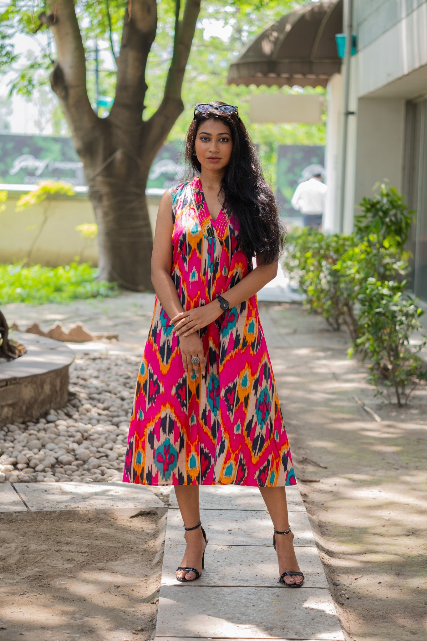 Ikkat rose Dress - Uttariya