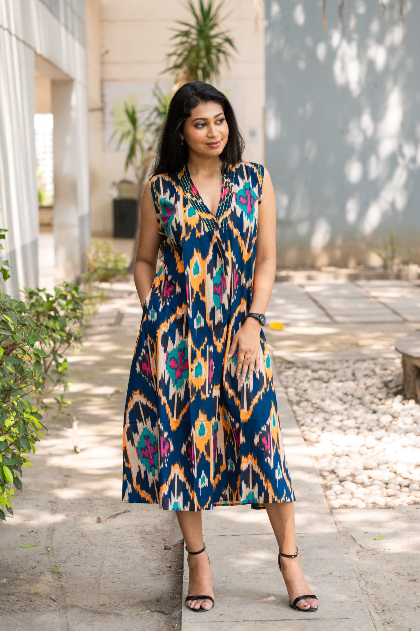 Ikkat Ink  Dress - Uttariya