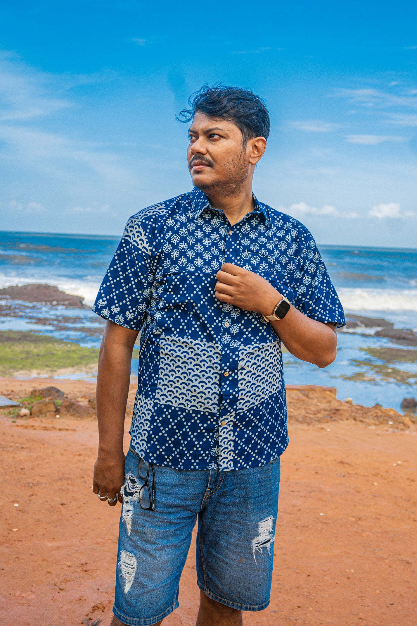 Abstract indigo shirt