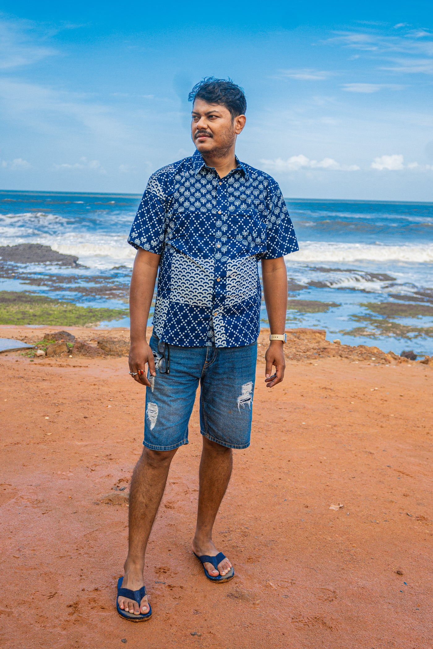 Abstract indigo shirt