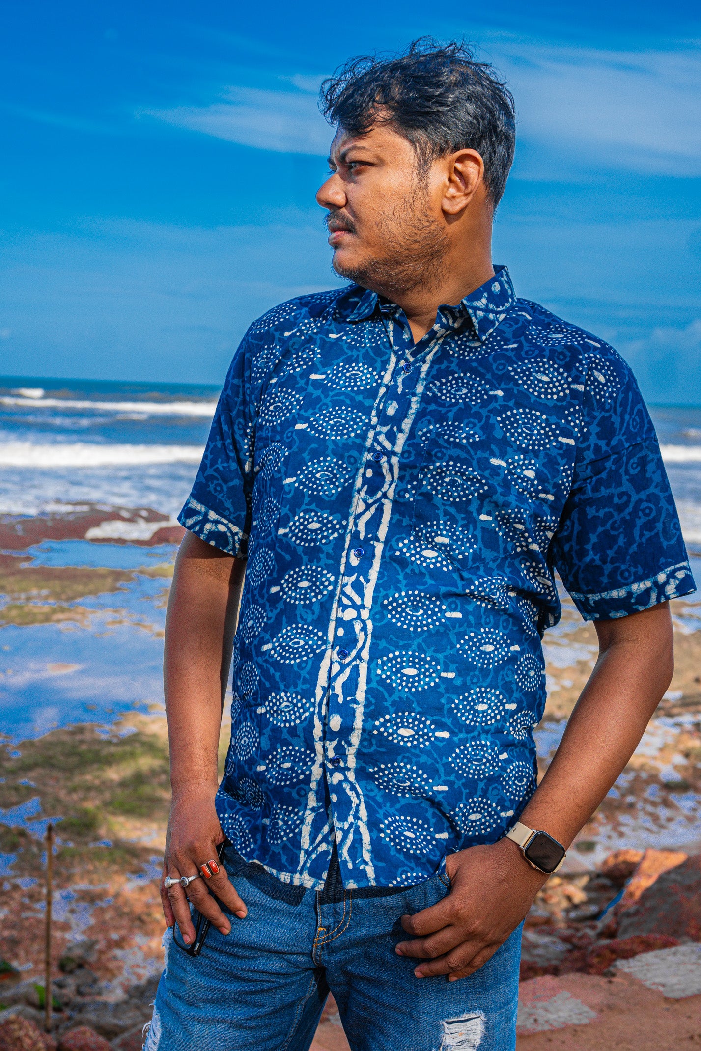 Indigo cotton shirt