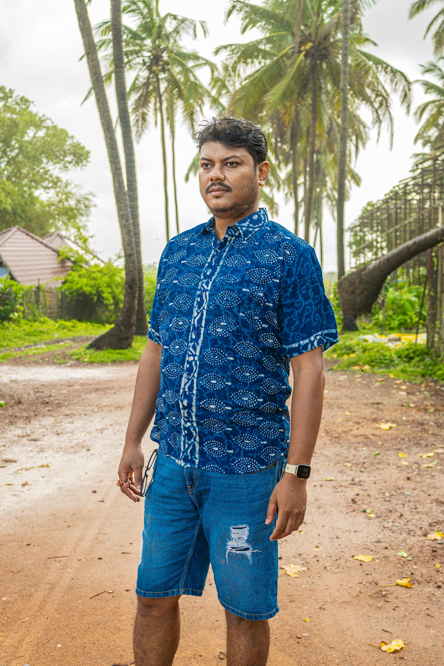 Indigo cotton shirt