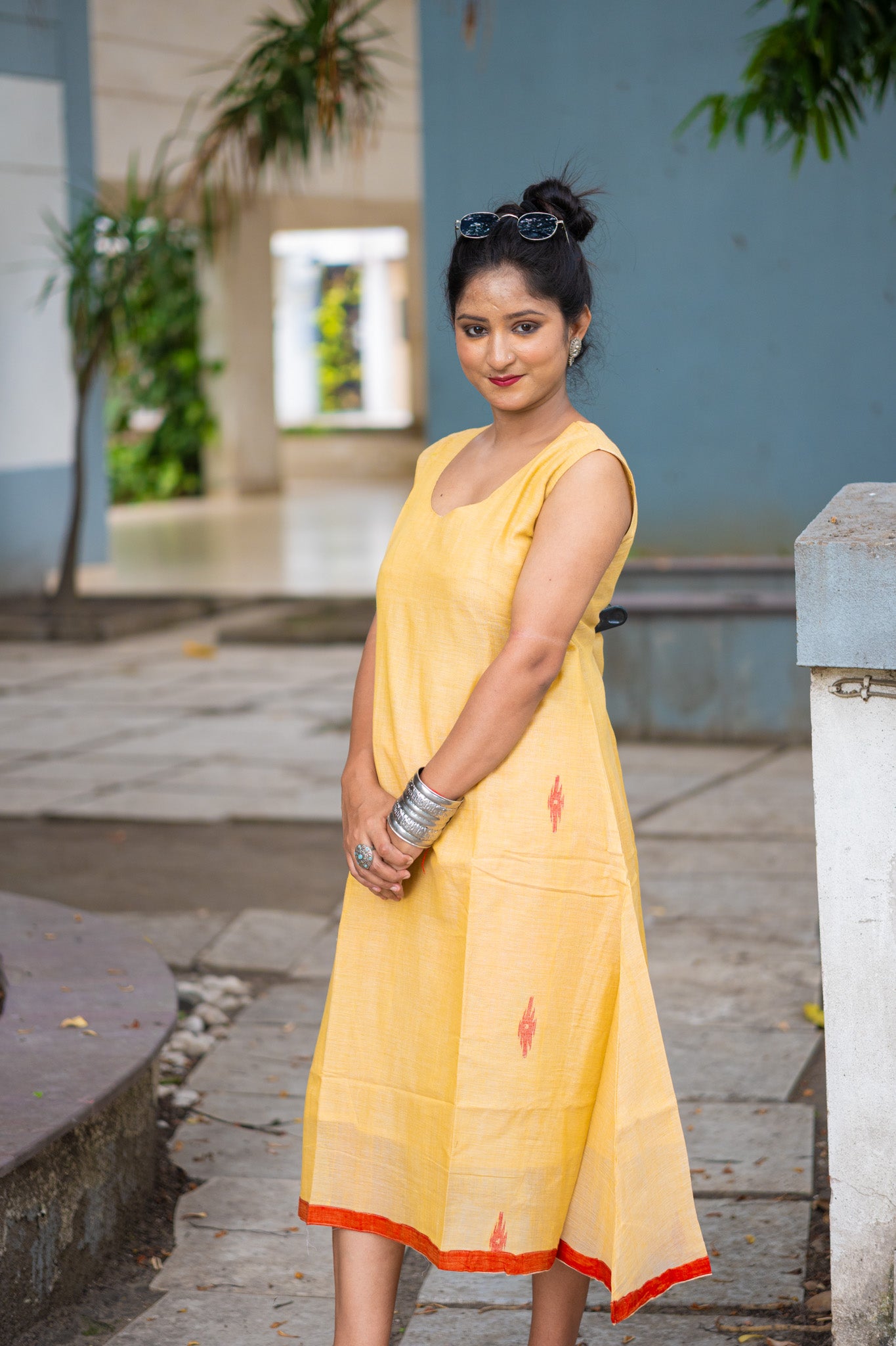 Shubhra Jamdani Dress - Uttariya