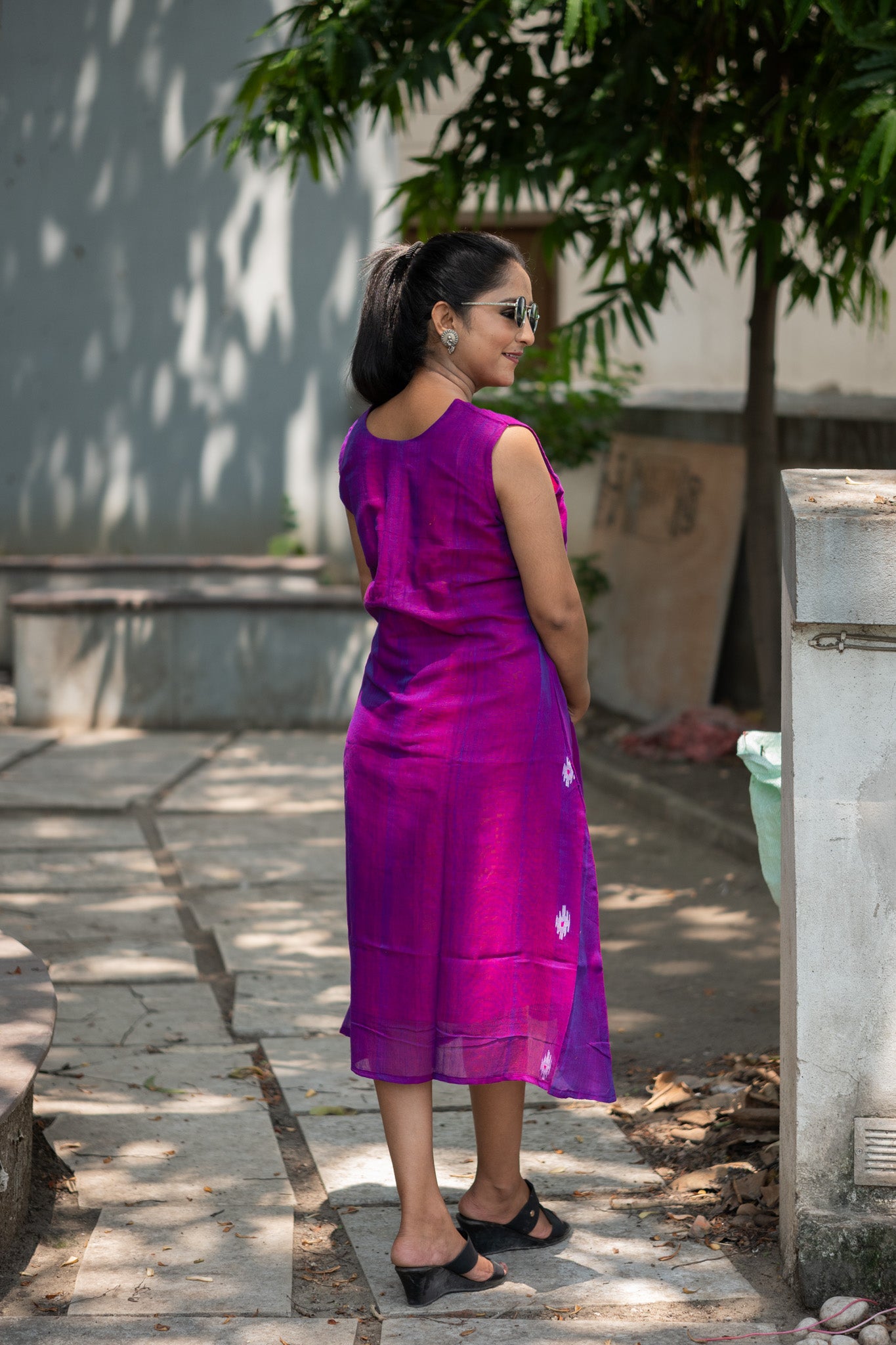 Meghdoot Cotton Jamdani Dress - Uttariya