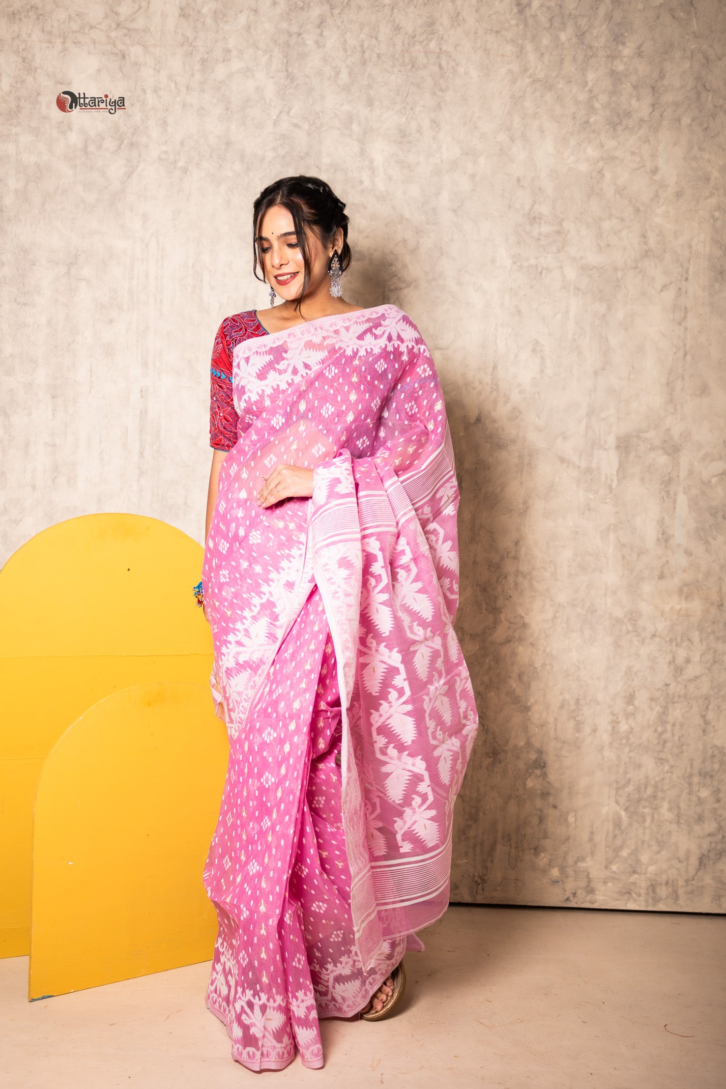 Pink Dhakai Jamdani Saree