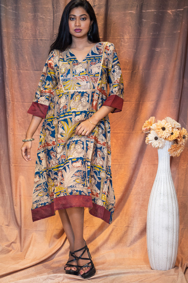Kinnari Kalamkari Silk Dress