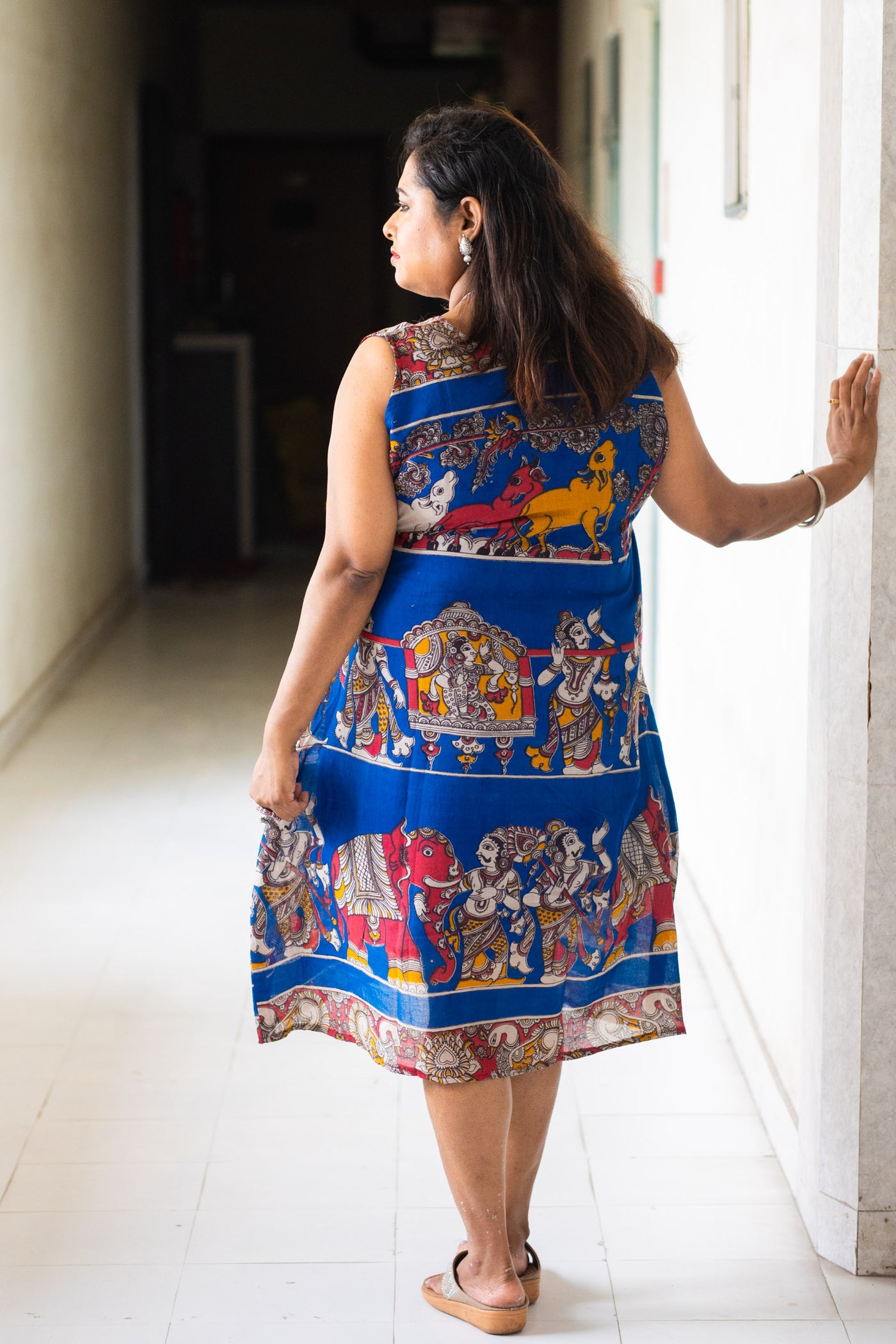Leela Hand Block Kalamkari Cotton Dress