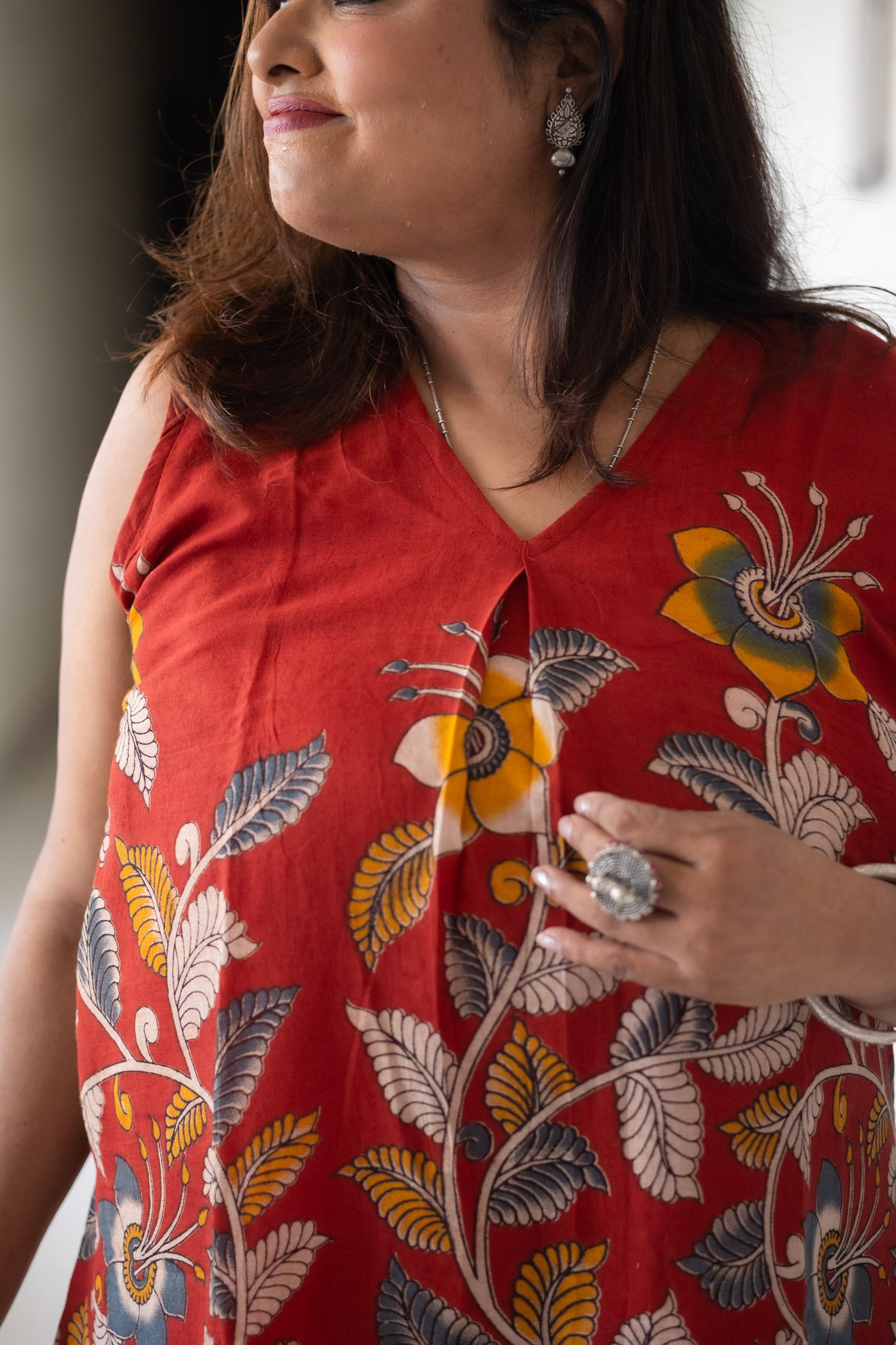 Bonoful Hand Block Kalamkari Cotton Dress