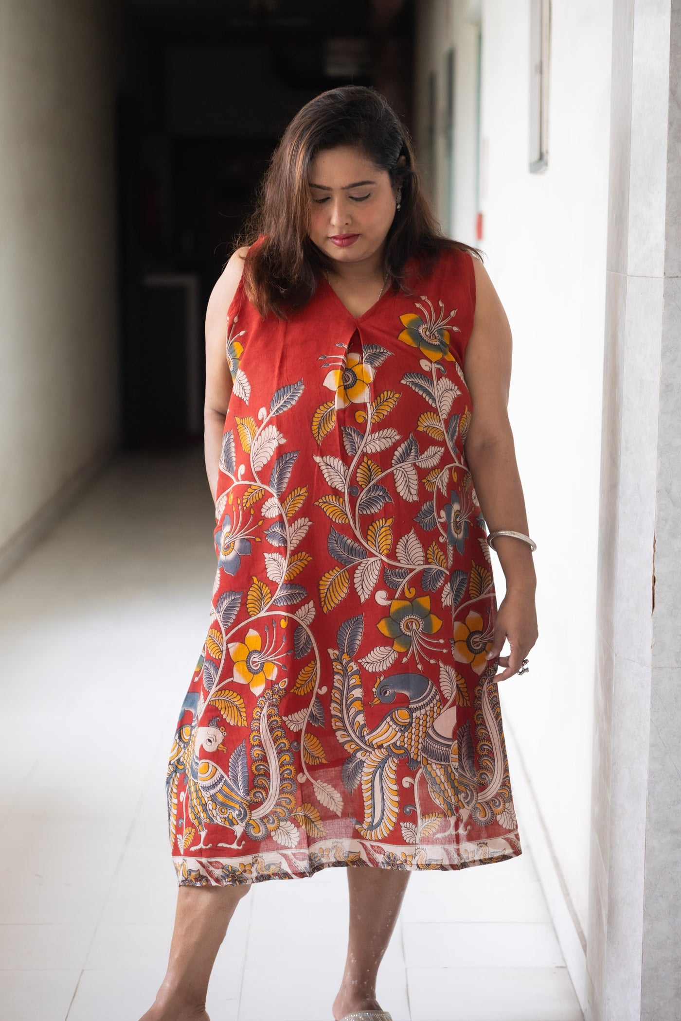 Bonoful Hand Block Kalamkari Cotton Dress