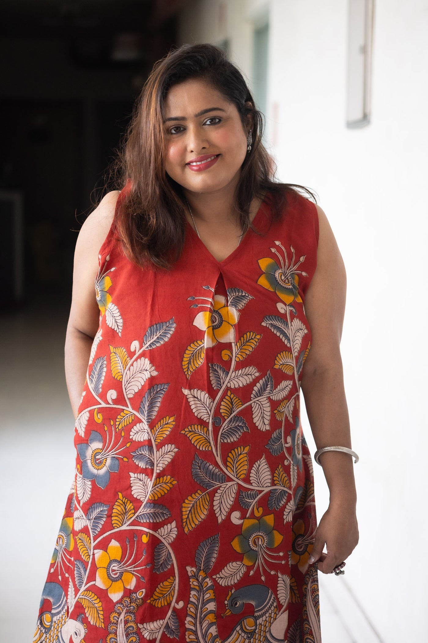 Bonoful Hand Block Kalamkari Cotton Dress
