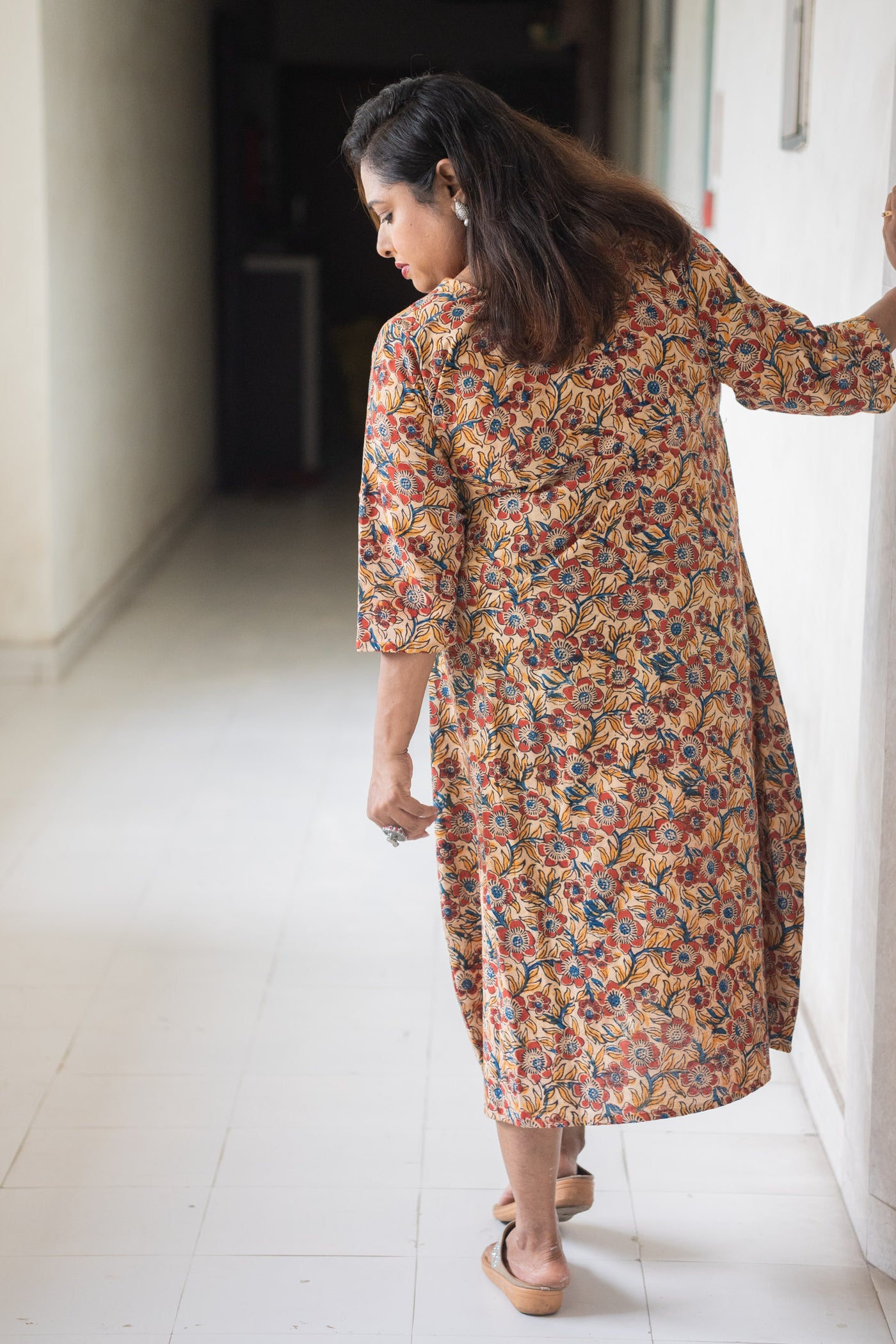 Parijat Kalamkari Cotton Dress
