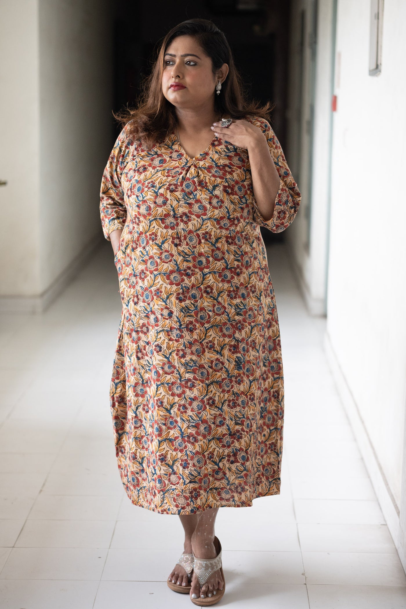 Parijat Kalamkari Cotton Dress