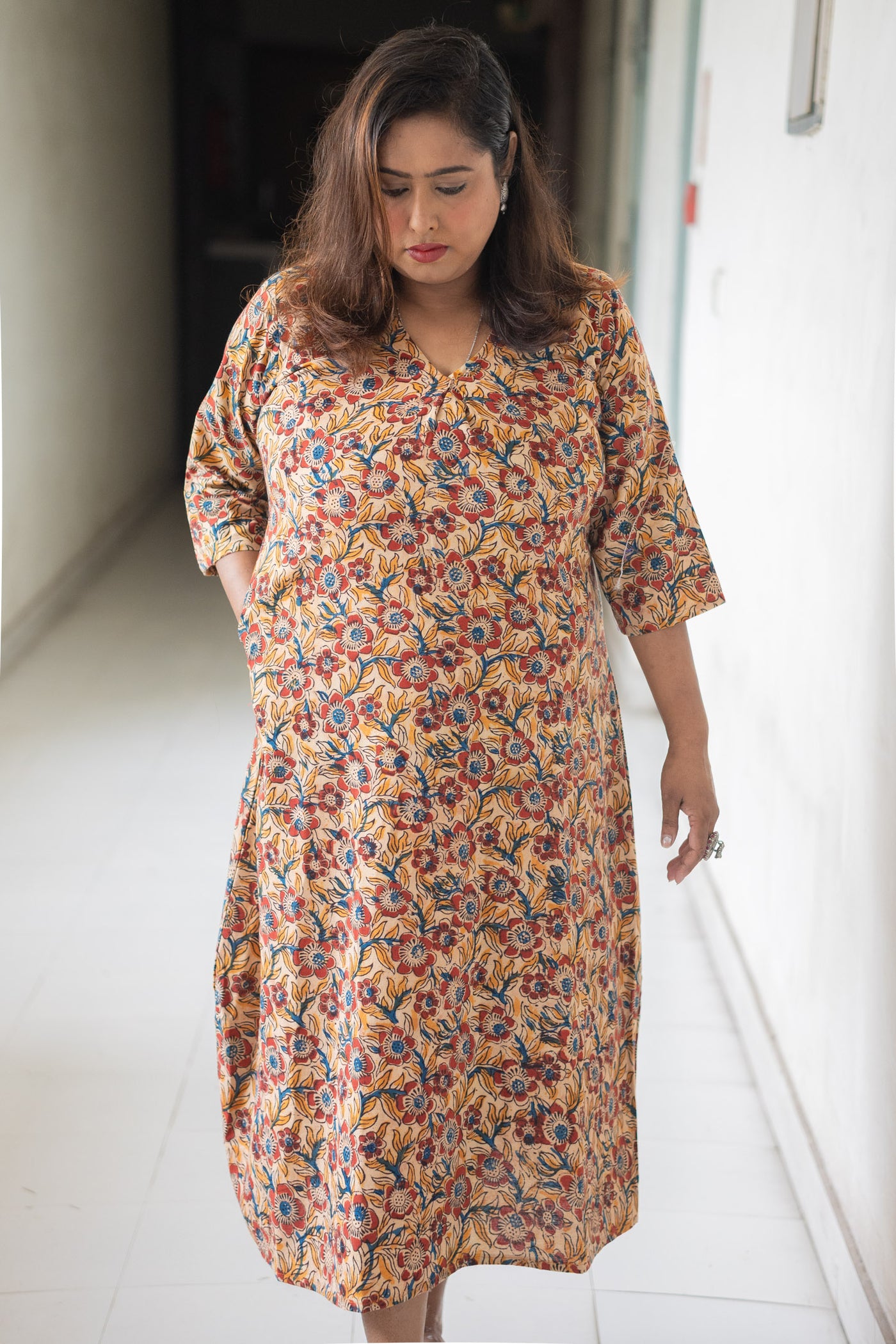 Parijat Kalamkari Cotton Dress