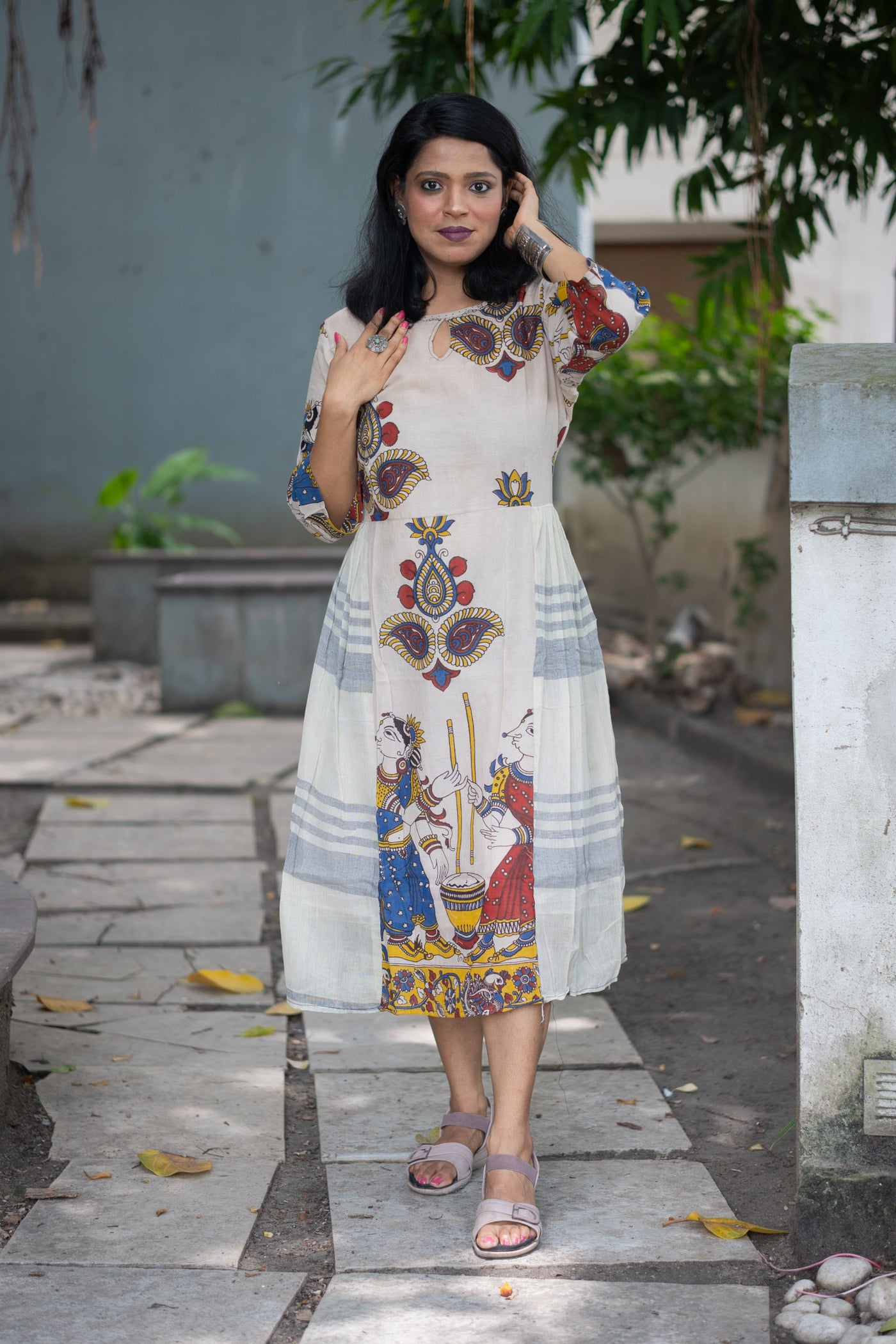 Katha Chitra — Hand Block Kalamkari Cotton Dress