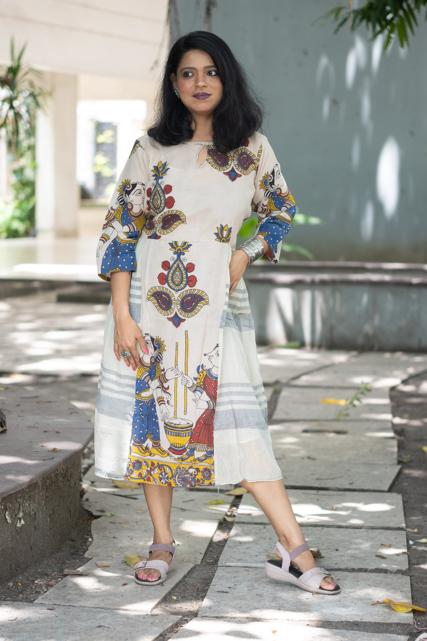 Katha Chitra — Hand Block Kalamkari Cotton Dress