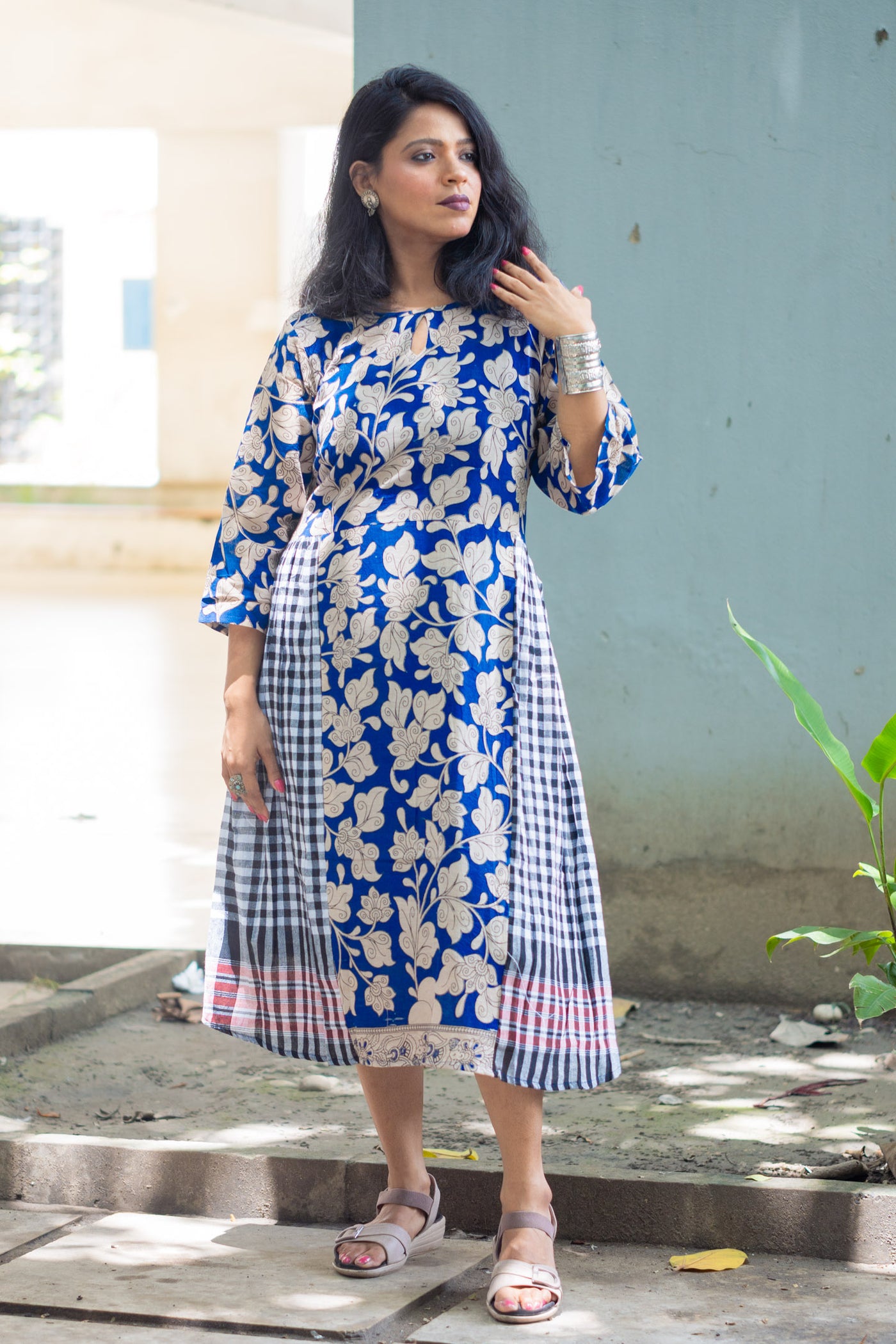 Meghna — Hand Block Kalamkari Cotton Dress