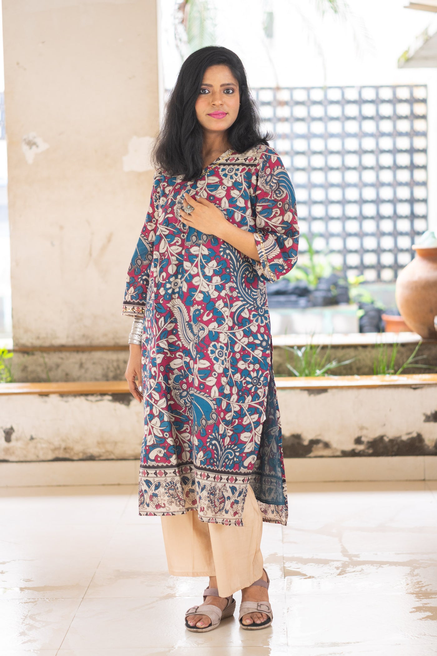 Rani Hand Block Kalamkari Kurta