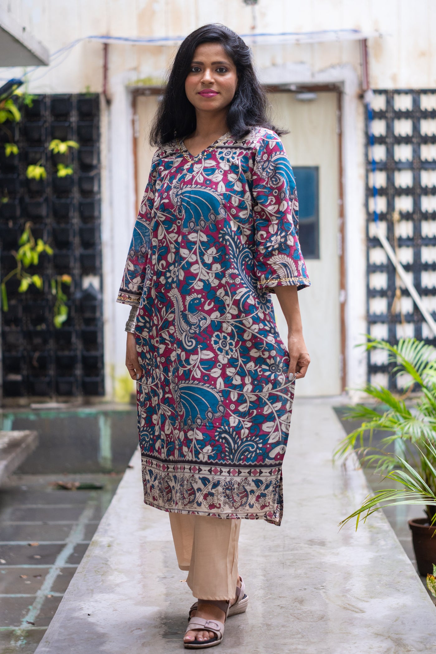 Rani Hand Block Kalamkari Kurta