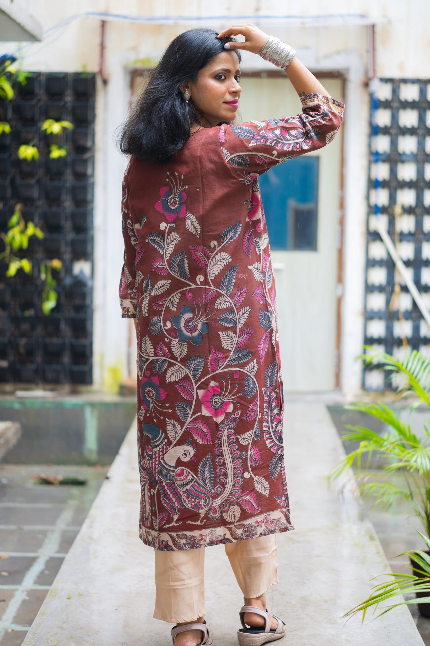 Kajari Hand Block Kalamkari Kurta
