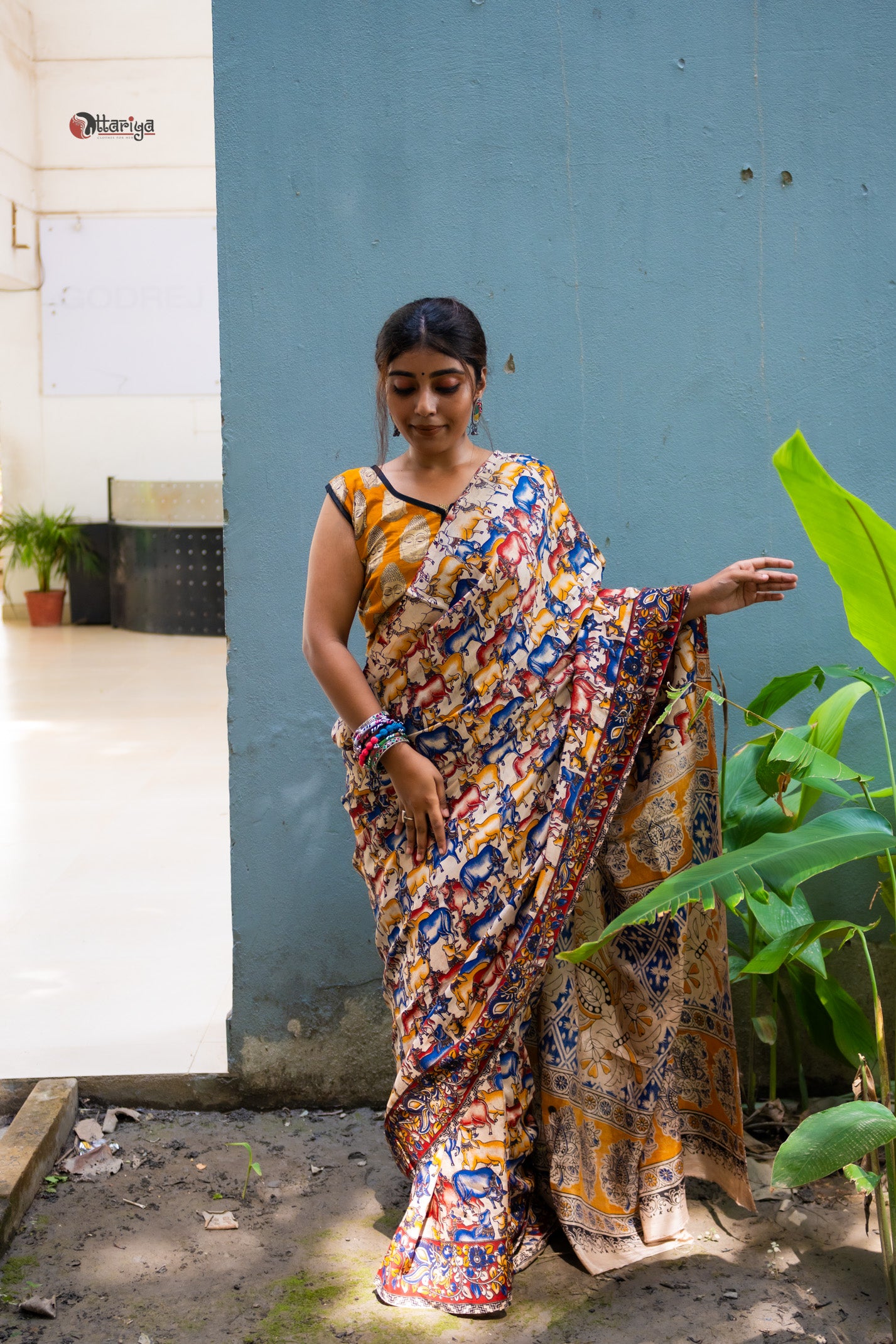 Dhenu Kalamkari Silk Saree