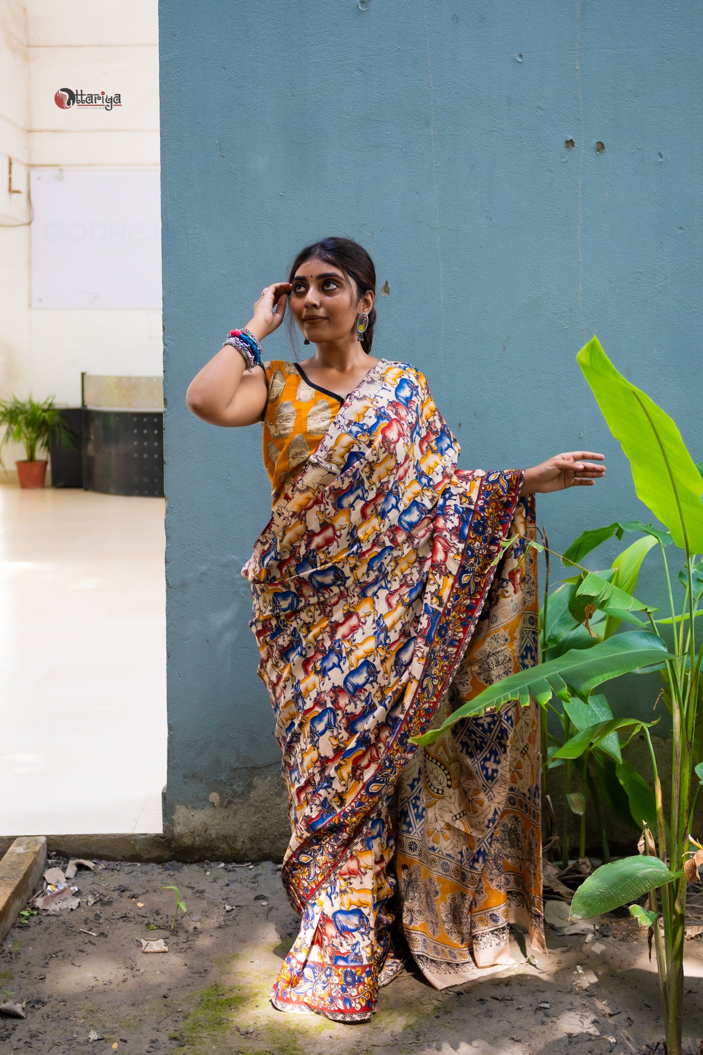 Dhenu Kalamkari Silk Saree