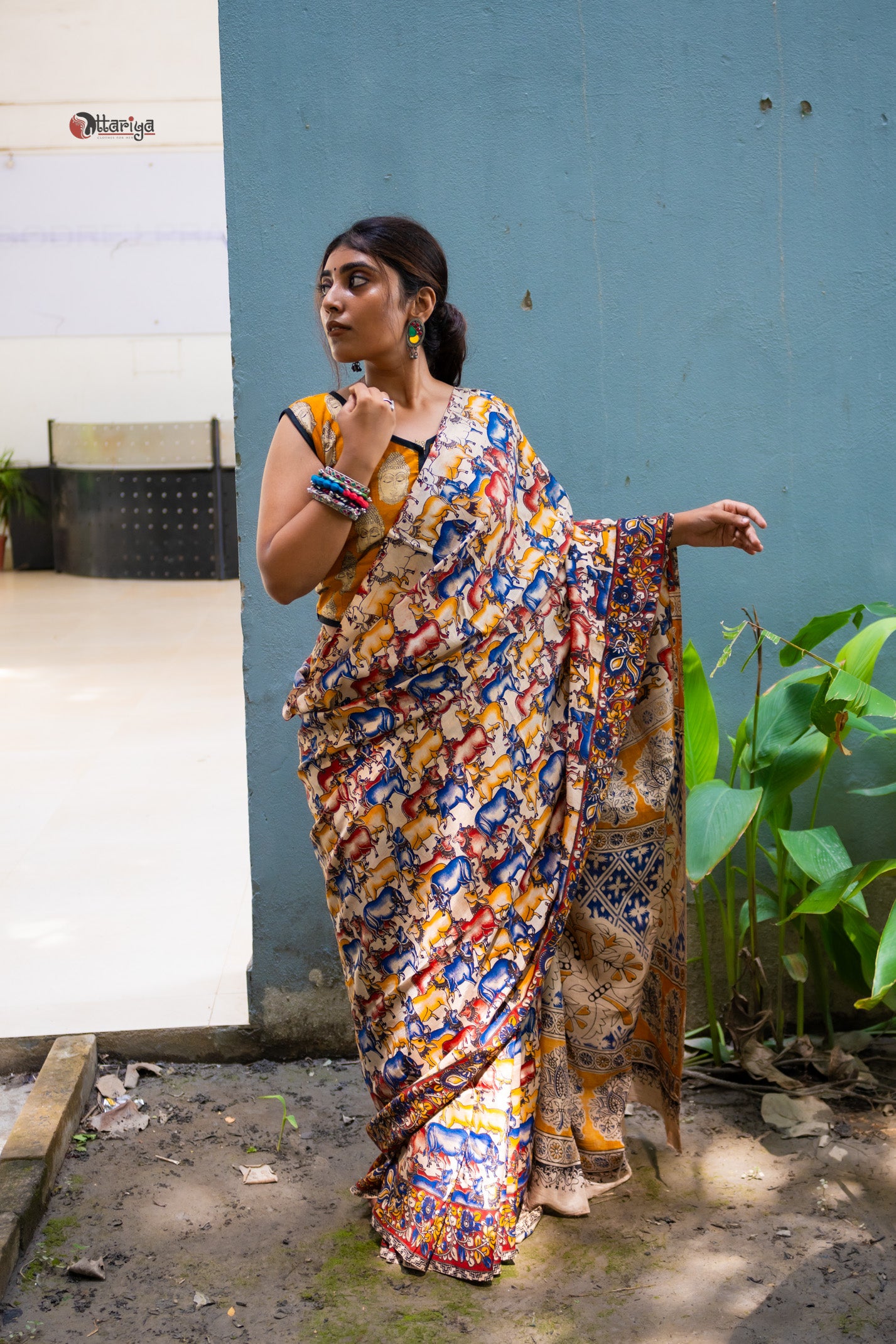 Dhenu Kalamkari Silk Saree