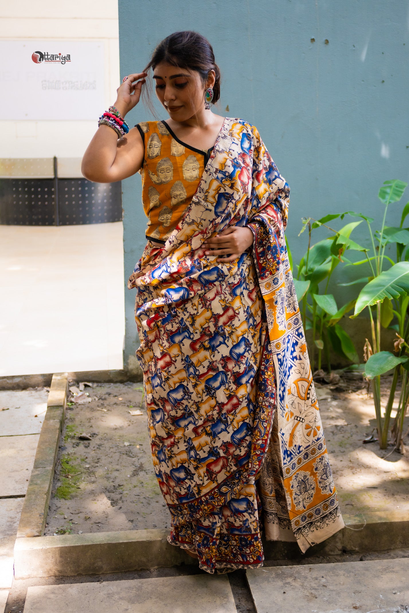 Dhenu Kalamkari Silk Saree