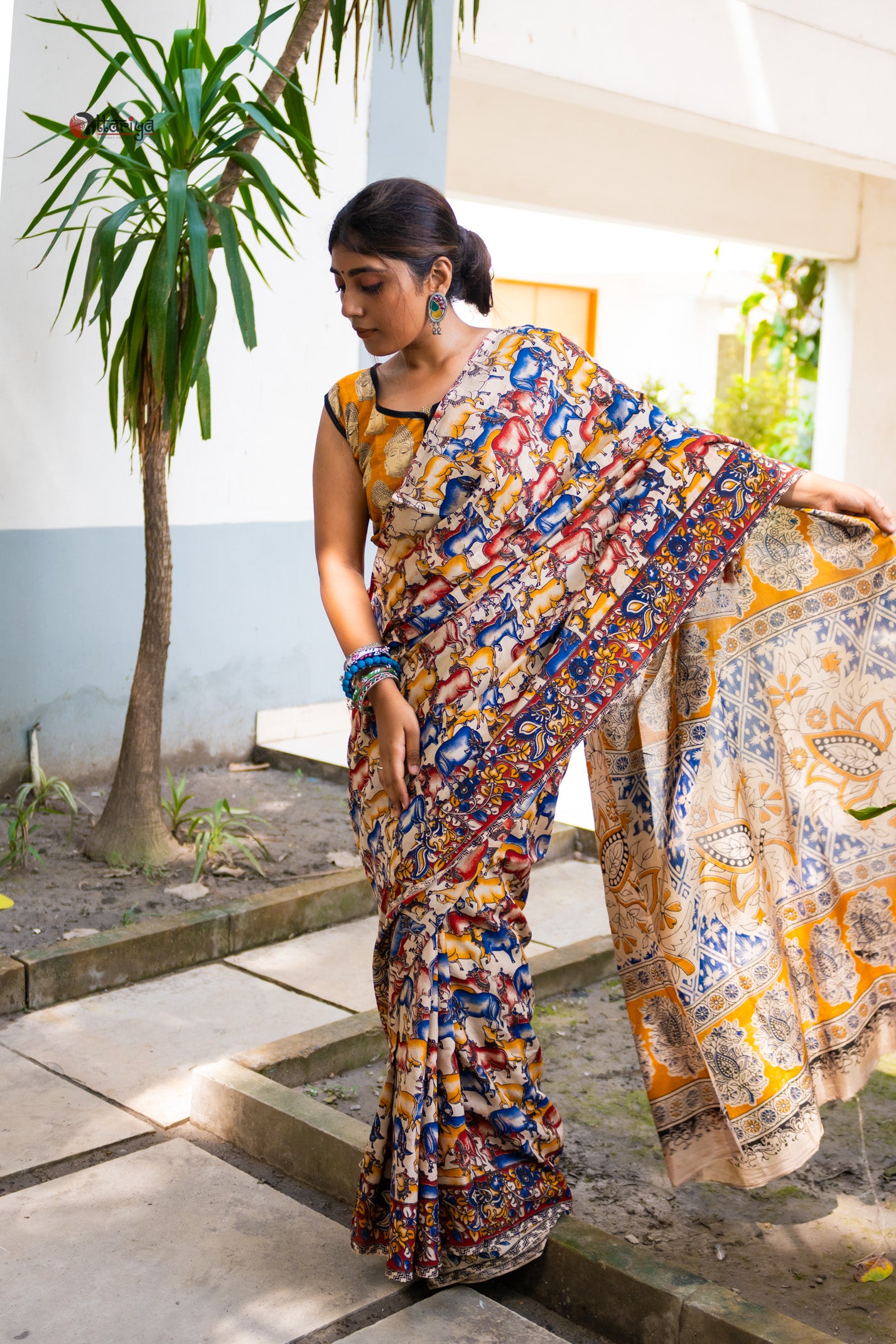 Dhenu Kalamkari Silk Saree