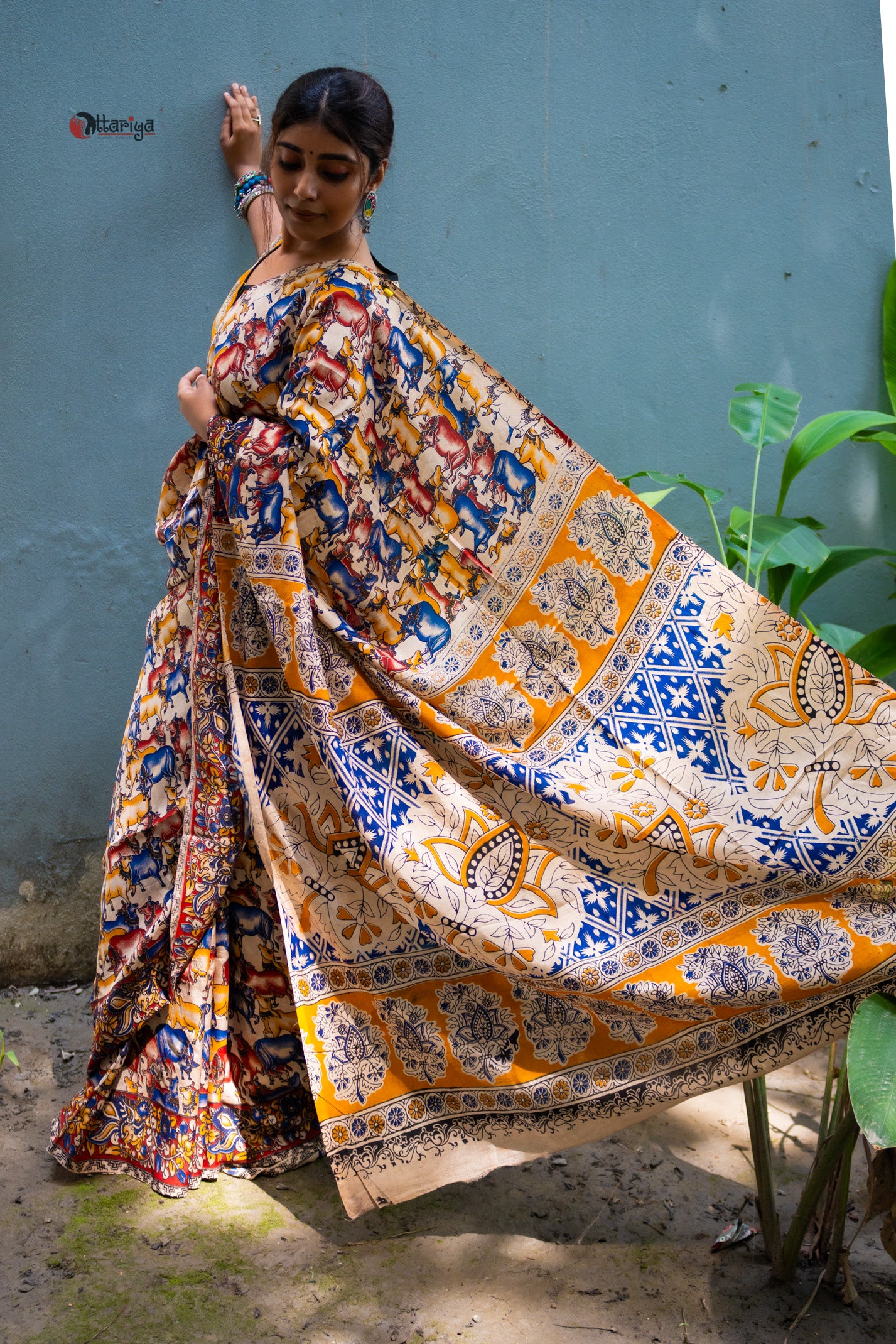 Dhenu Kalamkari Silk Saree