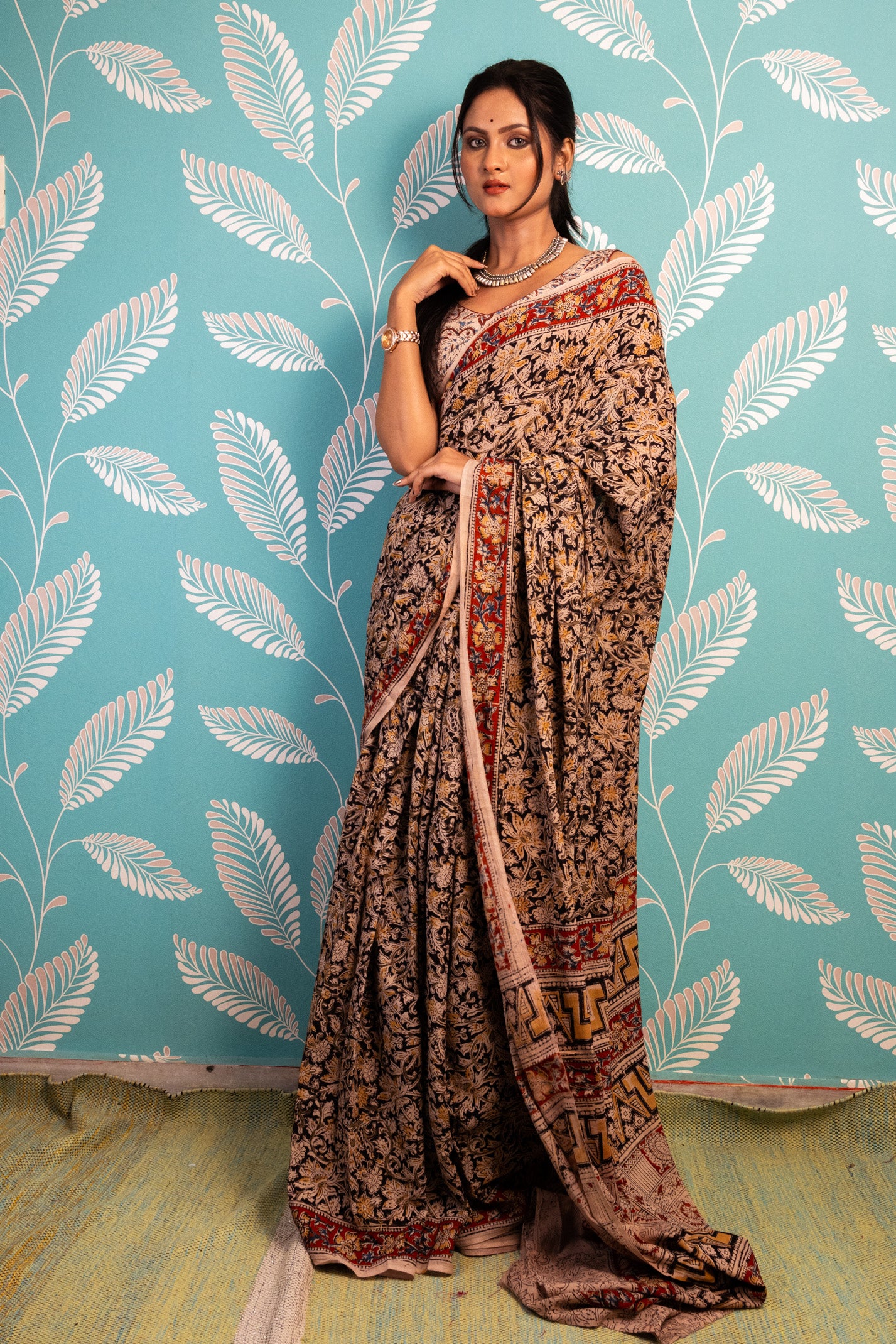 Kalamkari Pallu Printed Linen Saree With Running Blouse Sari for Festive  Wedding Sari Women Clothing Indian Sari Gifts Made in Indiafabric - Etsy