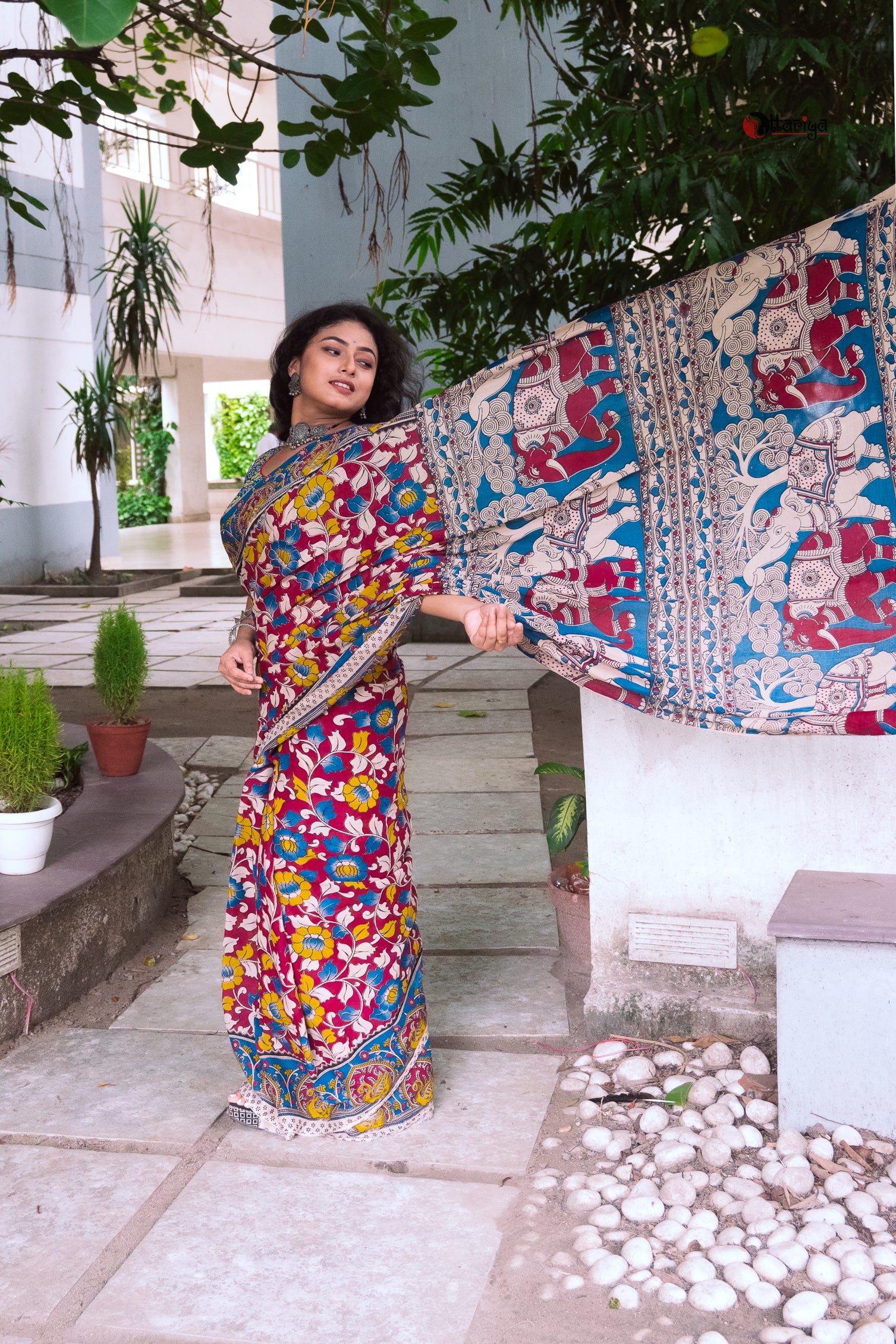 Kalm e gul kalamkari Saree