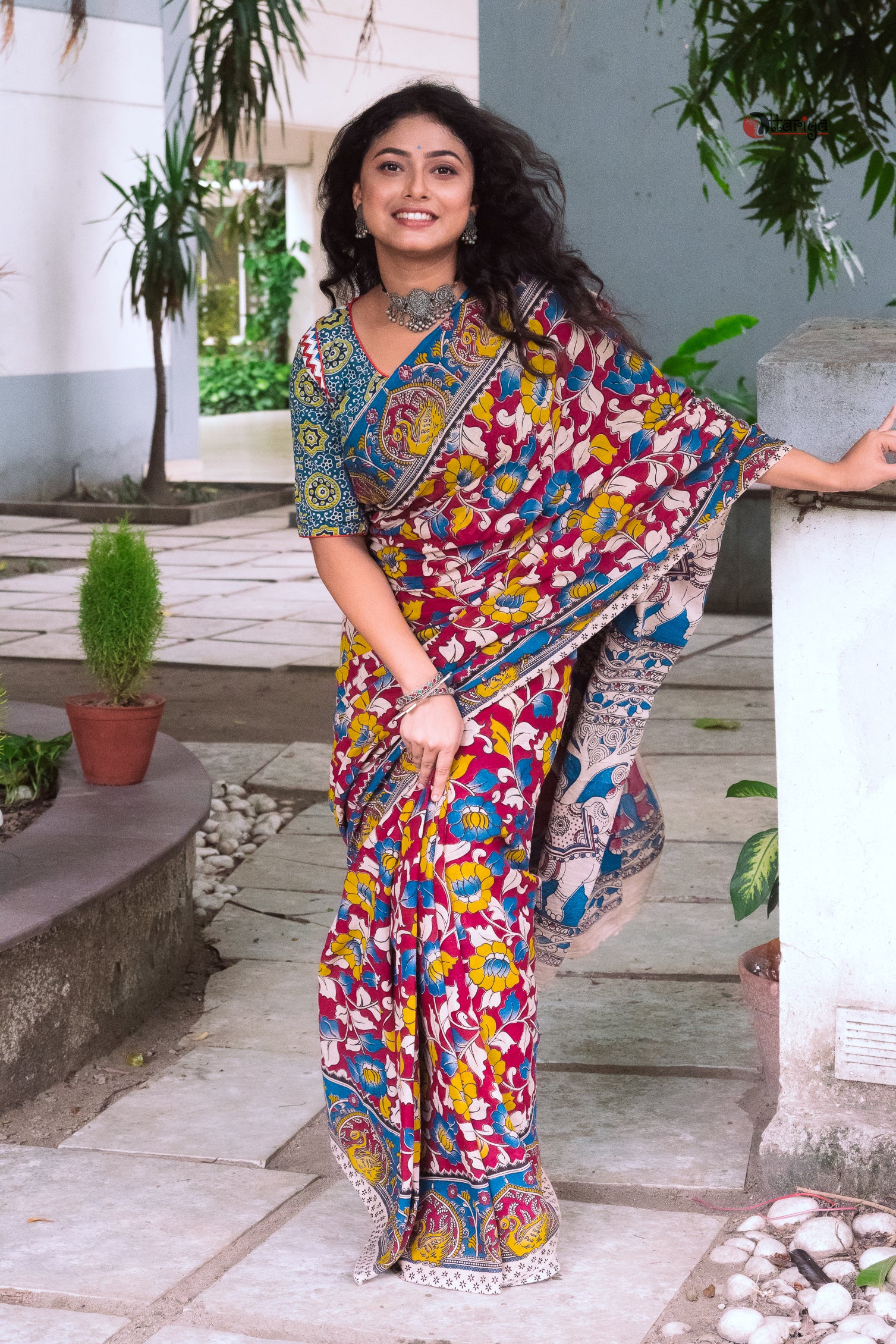 Kalm e gul kalamkari Saree