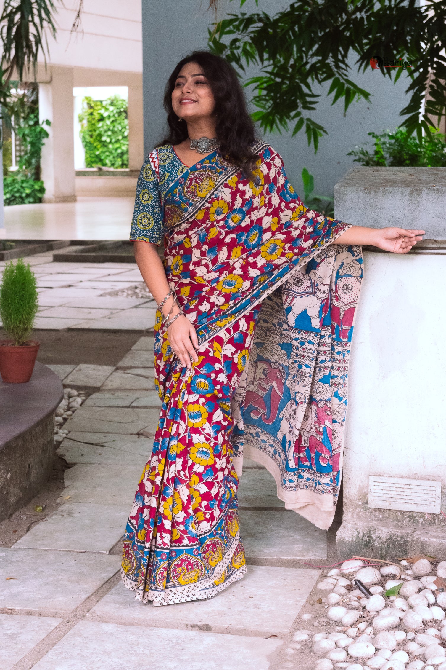 Kalm e gul kalamkari Saree