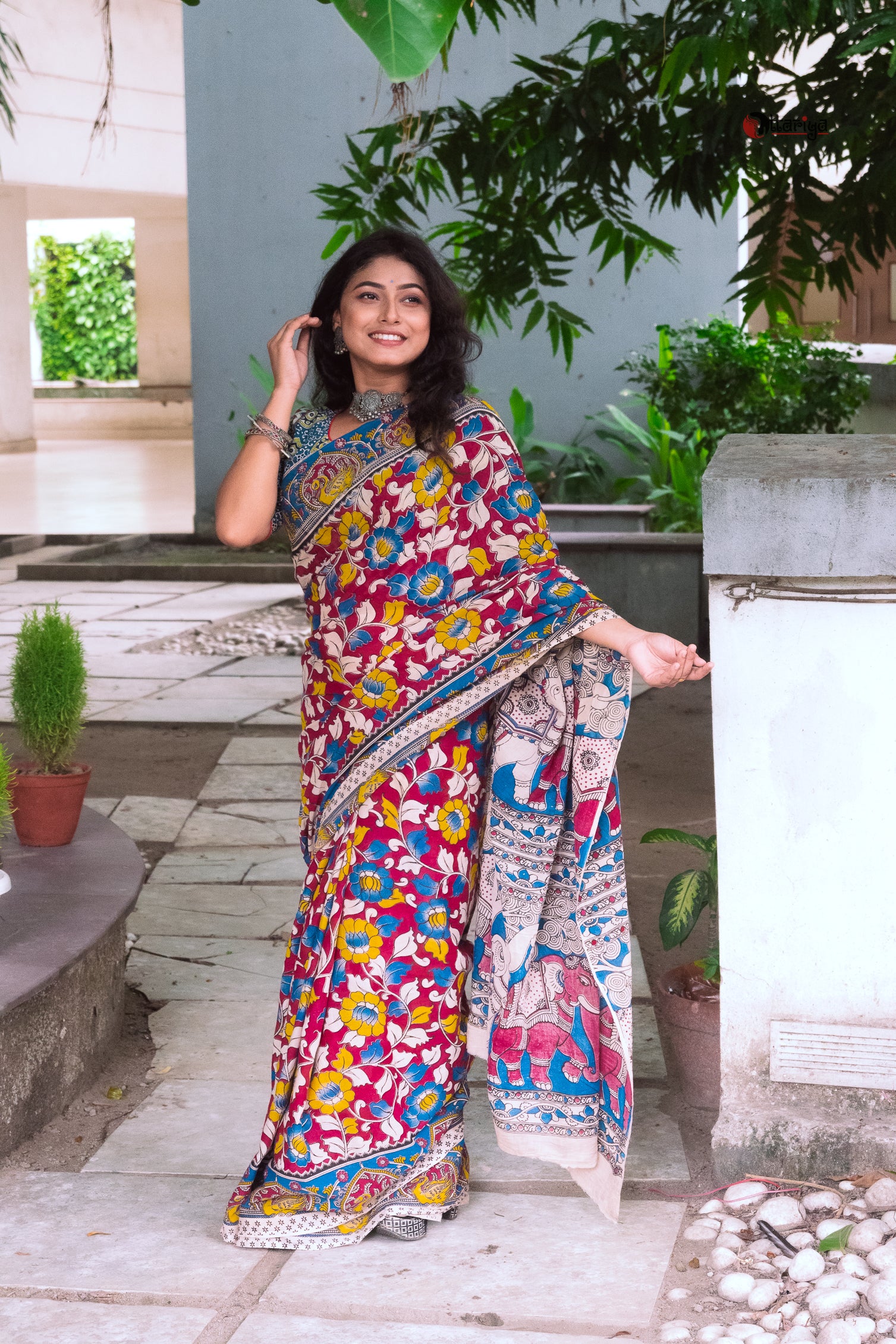 Kalm e gul kalamkari Saree