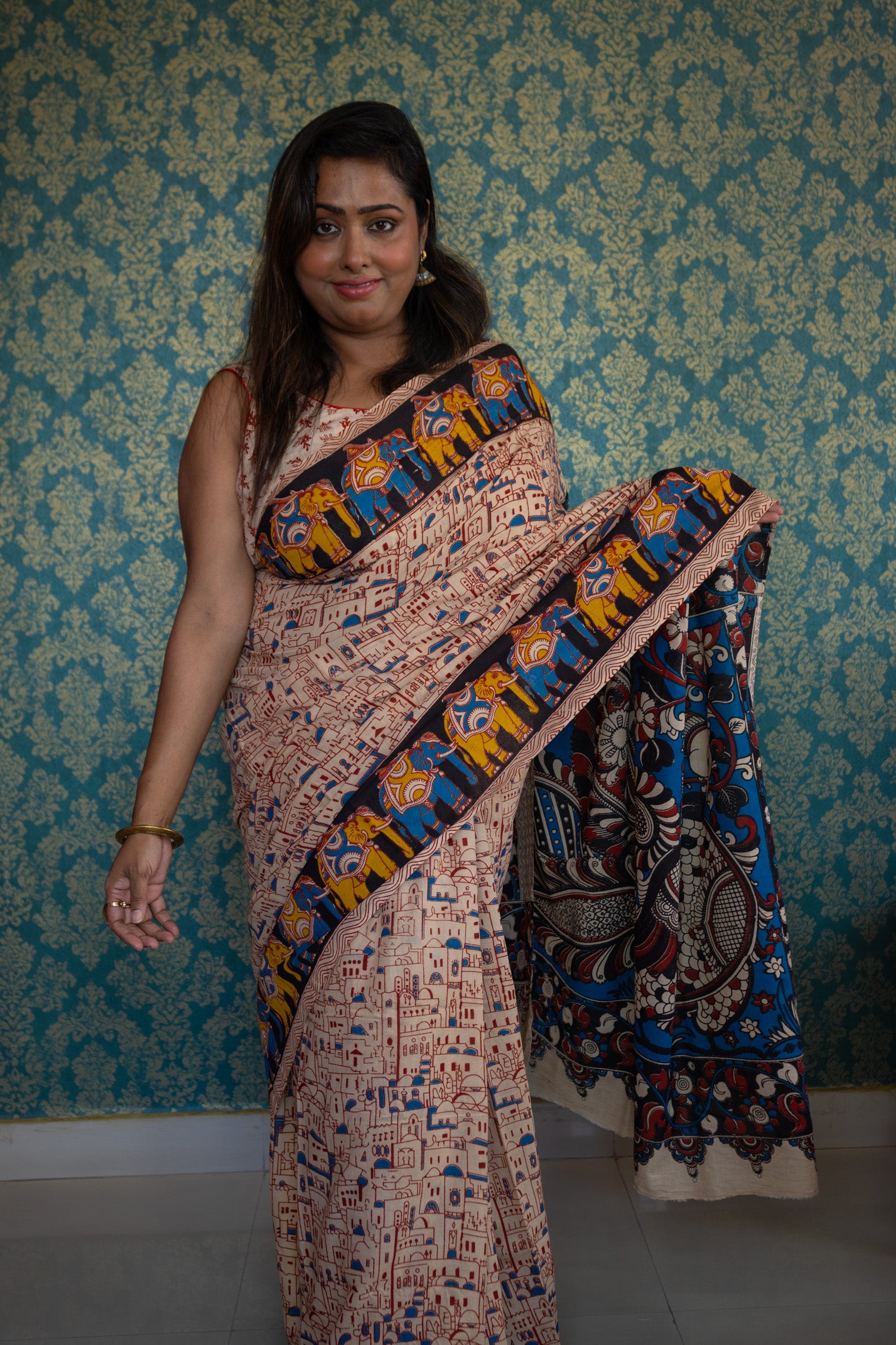 City ride Kalamkari Saree