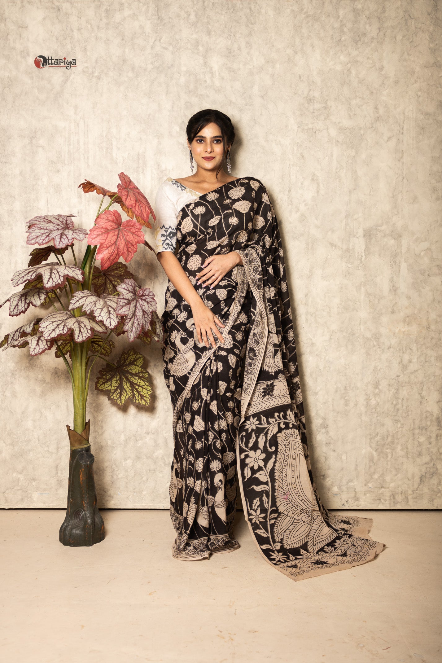 Alochaya lotus Kalamkari Saree