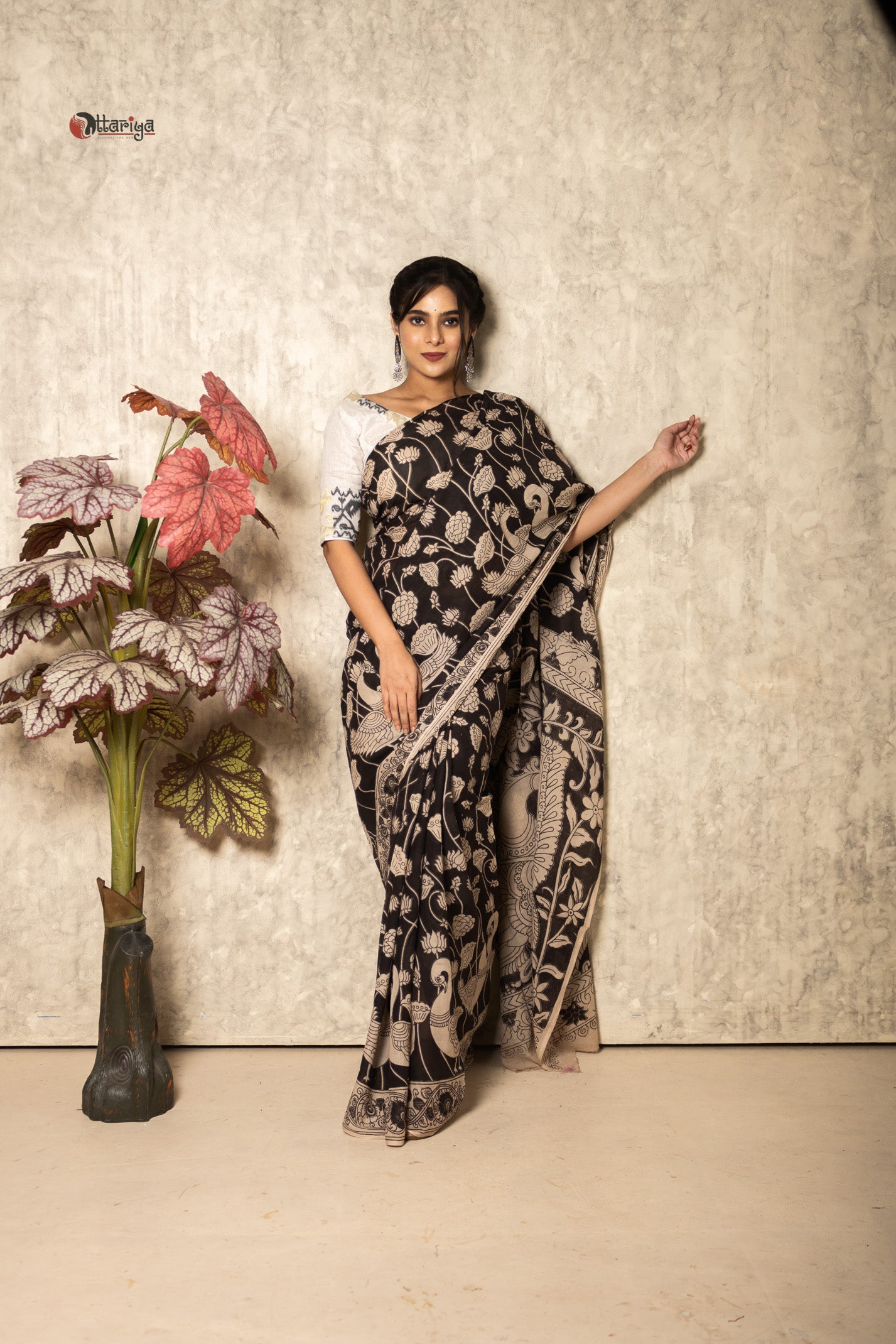 Alochaya lotus Kalamkari Saree