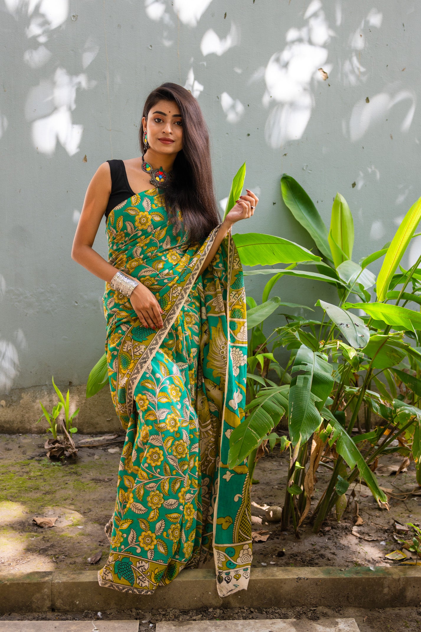 Leafy Kalamkari Saree