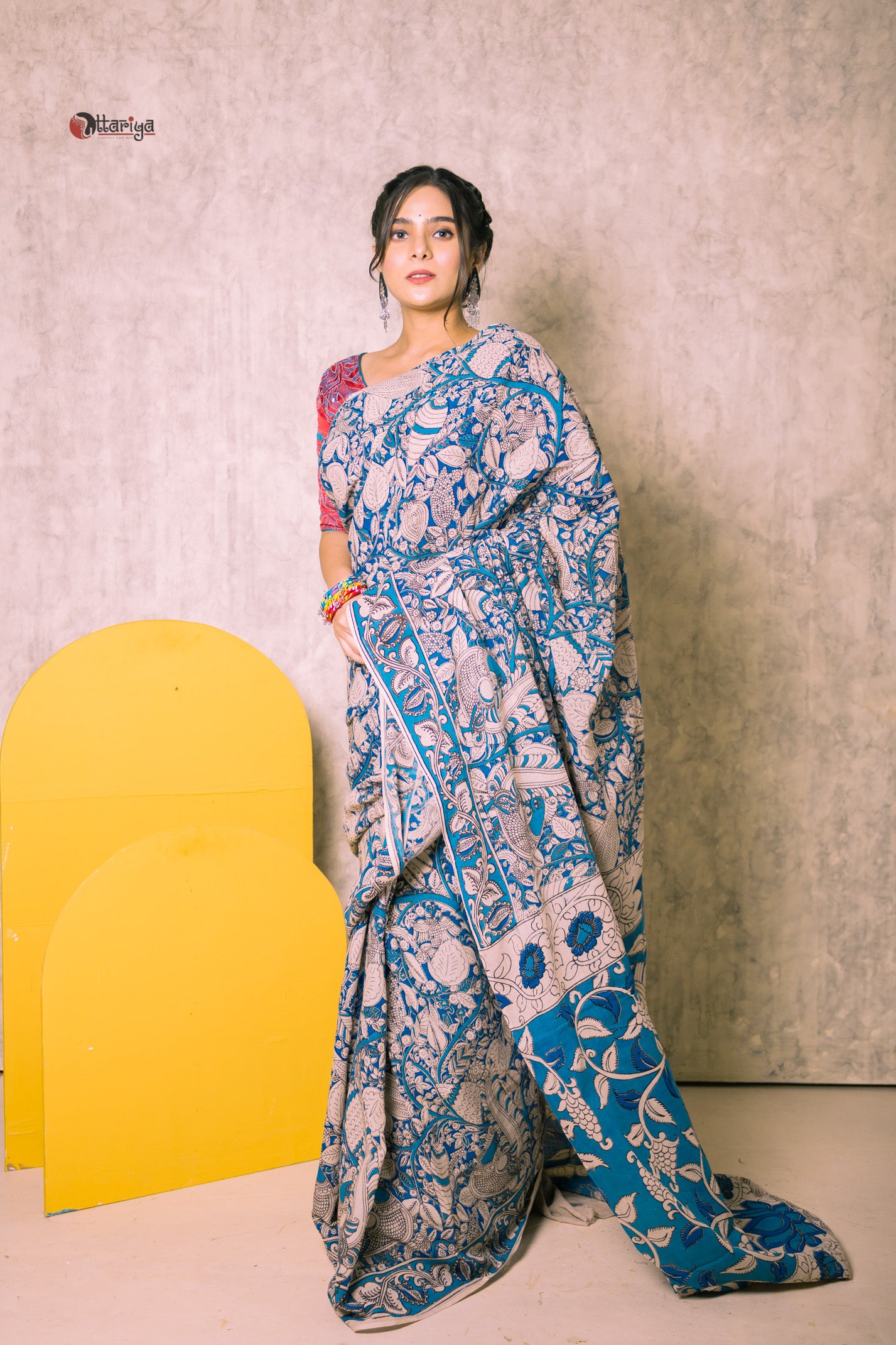 Neelavo  Kalamkari Saree